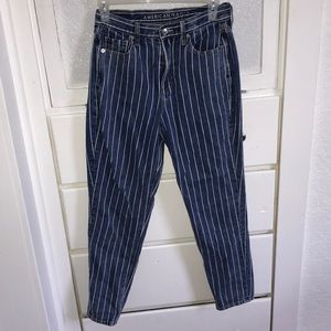 Striped blue mom jeans
